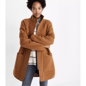 Madewell Estate Cocoon Wool Blend Coat in Melange Camel Sz M